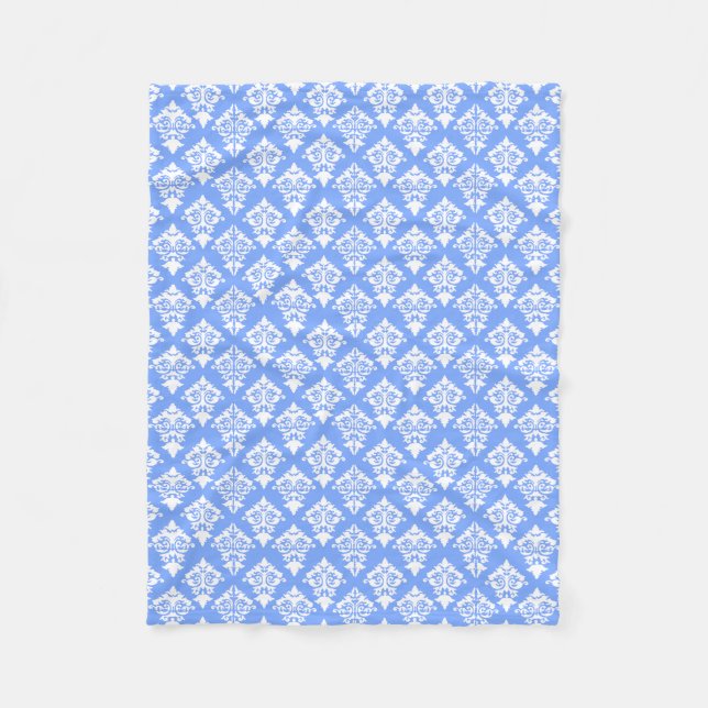 Blau und Weiß Damask Fleece Blanket (Vorderseite)