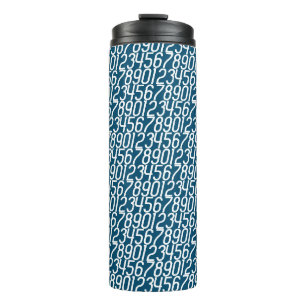 Blau und Weiß des Ozeans. Zahlen Math. Thermosbecher