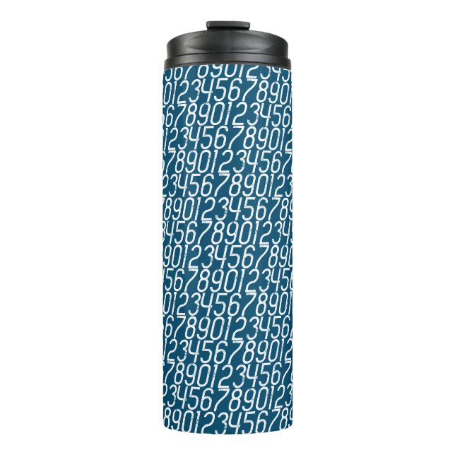 Blau und Weiß des Ozeans. Zahlen Math. Thermosbecher (Vorderseite)