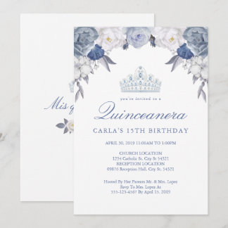 Blau und Weiß | Einladungen zur Quinceanera