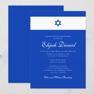 Blau und Weiß  Farben Israels Bar Mitzvah Einladung