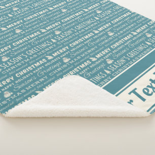 Blau und Weiß frohe Weihnachts Retro Typografie Sherpadecke