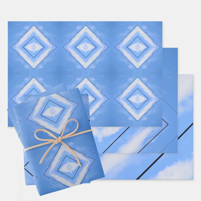 Blau und Weiß Gefärbte Krawatte Boho Chic Geschenkpapier Set (Von Creator hochgeladen)