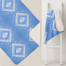 Blau und Weiß Gefärbte Krawatte Diamonds Boho Chic Sherpadecke