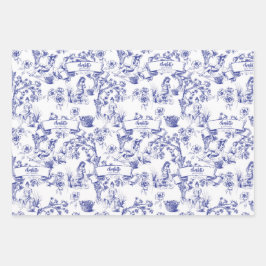 Blau und Weiß Geschenkpapier Set