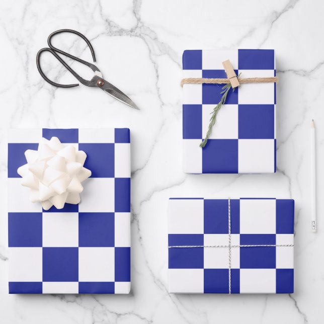 Blau und Weiß Geschenkpapier Set (Vorderseite)