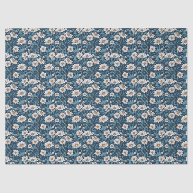 Blau und weiß gestrichen Blumen Seidenpapier (Vorderseite)