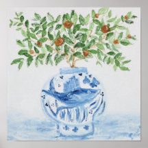 Blau und Weiß Ginger Jar Jars Art Print Poster