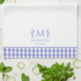 Blau und Weiß Gingham Maßgeschneiderter Individuel Geschirrtuch