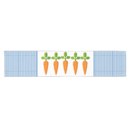 Blau und Weiß Gingham mit Carrots Table Runner Kurzer Tischläufer