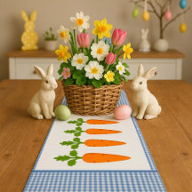 Blau und Weiß Gingham mit Carrots Table Runner