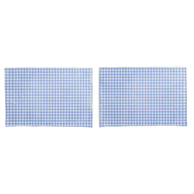 Blau und Weiß Gingham Muster Kissenbezug (Vorderseite-Set)