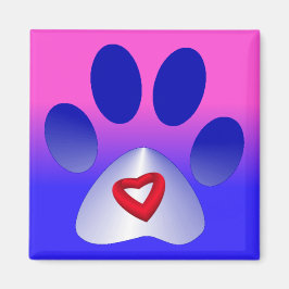 Blau und Weiß glänzende Paw/Herz Magnet