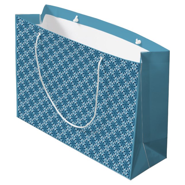 Blau und Weiß Große Geschenktüte (Rückseite Schrägansicht)