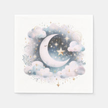 Blau und Weiß Halbmond Celestial Boho Moderne