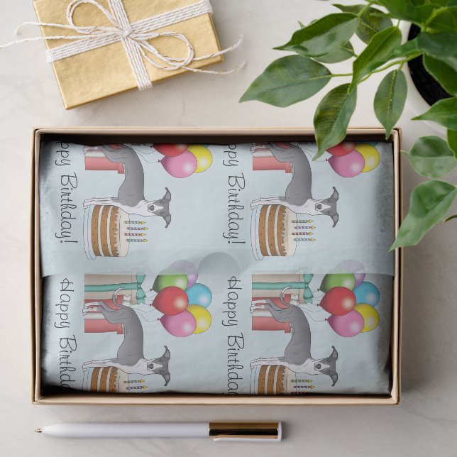 Blau und Weiß Italienischer Windhund farbenfroh zu Seidenpapier (Geschenk)