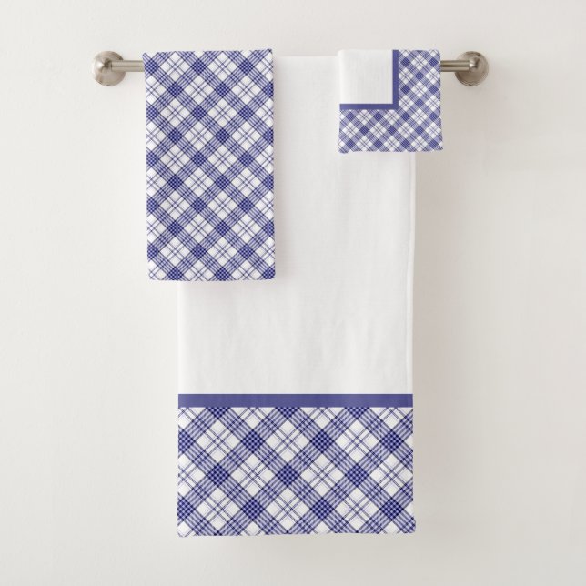 Blau und Weiß Kariert Badhandtuch Set (Insitu)