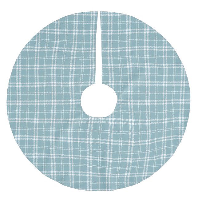 Blau und Weiß Kariert Polyester Weihnachtsbaumdecke (Vorderseite)