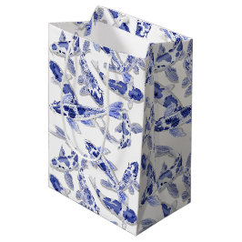 Blau und Weiß Koi Mittlere Geschenktüte