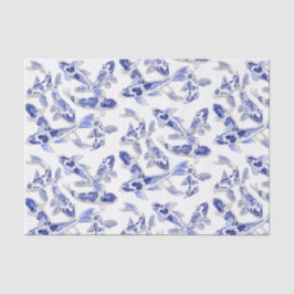 Blau und Weiß Koi Seidenpapier