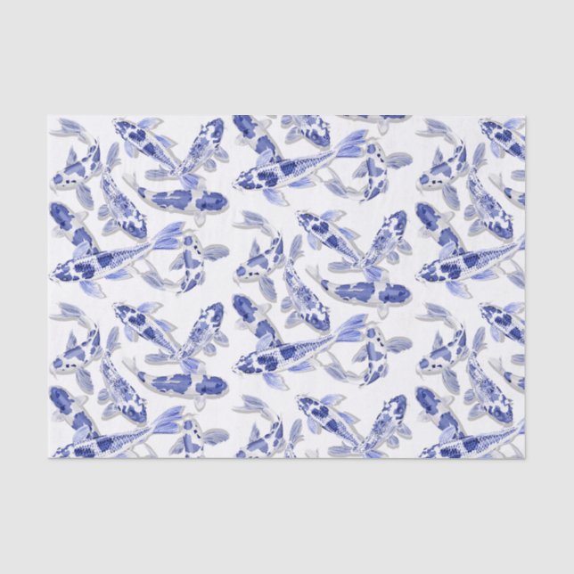 Blau und Weiß Koi Seidenpapier (Vorderseite)
