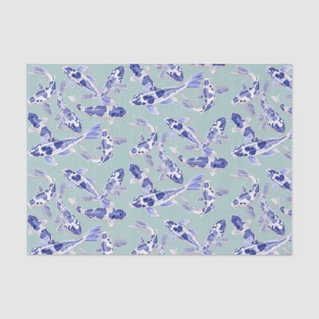 Blau und Weiß Koi Seidenpapier (Vorderseite)