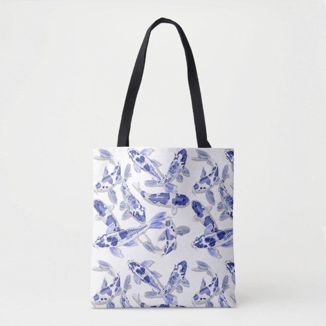 Blau und Weiß Koi Tasche (Vorderseite)