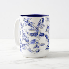Blau und Weiß Koi Zweifarbige Tasse