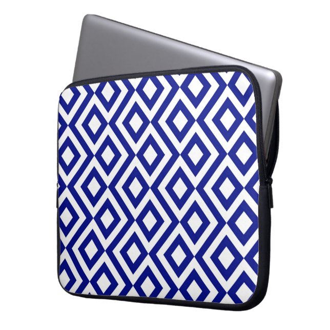 Blau und Weiß Laptopschutzhülle (Vorderseite Links)