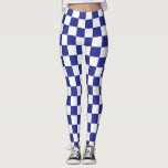 Blau und Weiß Leggings<br><div class="desc">Abstrakte digitale Kunst von blau-weißen Quadraten in einer karierten Formation.</div>
