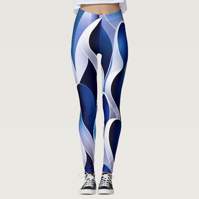 Blau und Weiß Leggings (Vorderseite)