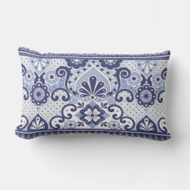 Blau und weiß mexikanische Talavera Folk Art Tile Kissen Für Draußen