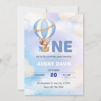 Blau und Weiß Minimalistisch Einladung