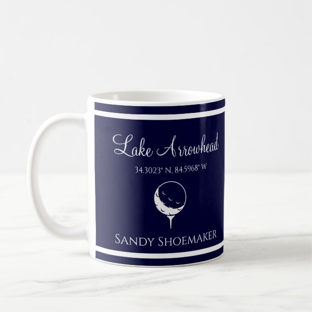 Blau und Weiß mit dem Namen Golfers Kaffeetasse (Links)