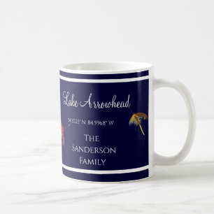 Blau und Weiß mit dem Namen Ihres Sees Angellure Kaffeetasse
