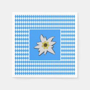 Blau und Weiß mit Edelweiss Oktoberfest Serviette