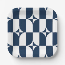 Blau und weiß Mitte des Jahrhunderts modern mit Gr