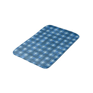 Blau und Weiß Moderne Denim Karierte Muster Badematte