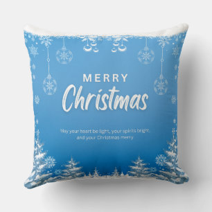 Blau und Weiß Moderne frohe Weihnachten Kissen