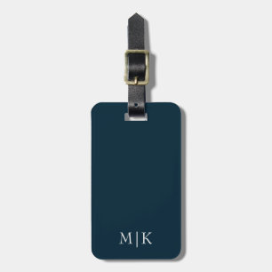 Blau und Weiß   Modernes Monogramm Gepäckanhänger