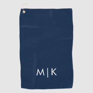 Blau und Weiß   Modernes Monogramm Golfhandtuch