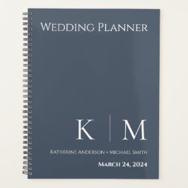 Blau und Weiß - Mongram-Hochzeitsplaner Planer
