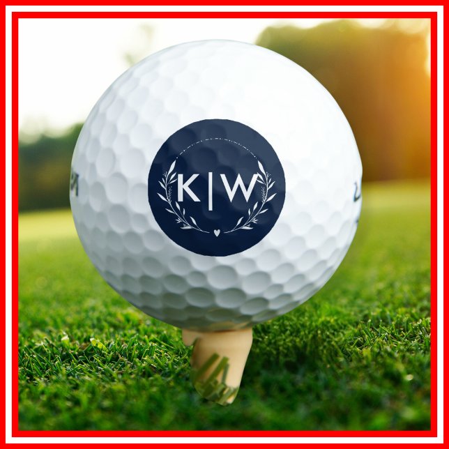 Blau und Weiß | Monogram für moderne Initials Golfball (Navy Blue and White | Modern Initials Monogram Golf Balls)