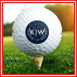 Blau und Weiß | Monogram für moderne Initials Golfball