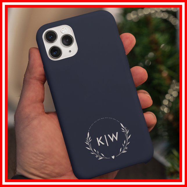 Blau und Weiß | Monogram für moderne Initials iPhone 16 Pro Max Hülle (Navy Blue and White | Modern Initials Monogram Case-Mate iPhone Case)