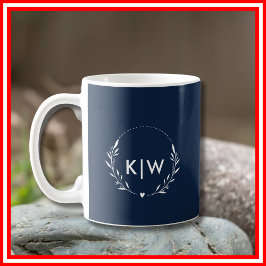 Blau und Weiß | Monogram für moderne Initials Kaffeetasse