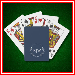 Blau und Weiß Monogram für moderne Initials Spielkarten