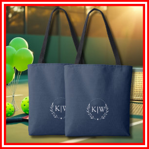 Blau und Weiß   Monogram für moderne Initials Tasche