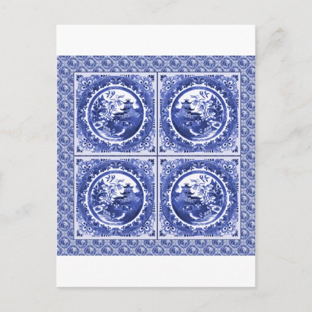 Blau und weiß, Muster Postkarte (Vorderseite)