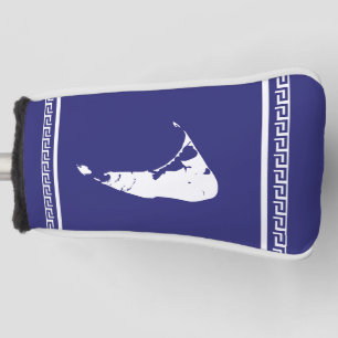 Blau und Weiß Nantucket Island Griechischer Schlüs Golf Headcover